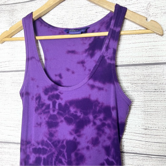 Miley Cyrus & Max Azria Long Purple Tie-Dye Tank Top Size Large - Picture 3 of 6